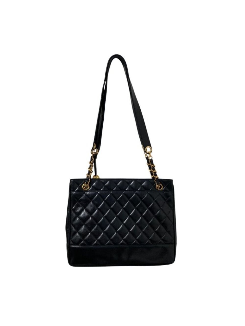 Chanel Quilted Lambskin Chain Shoulder Bag Tote Black - Picture 3 of 15
